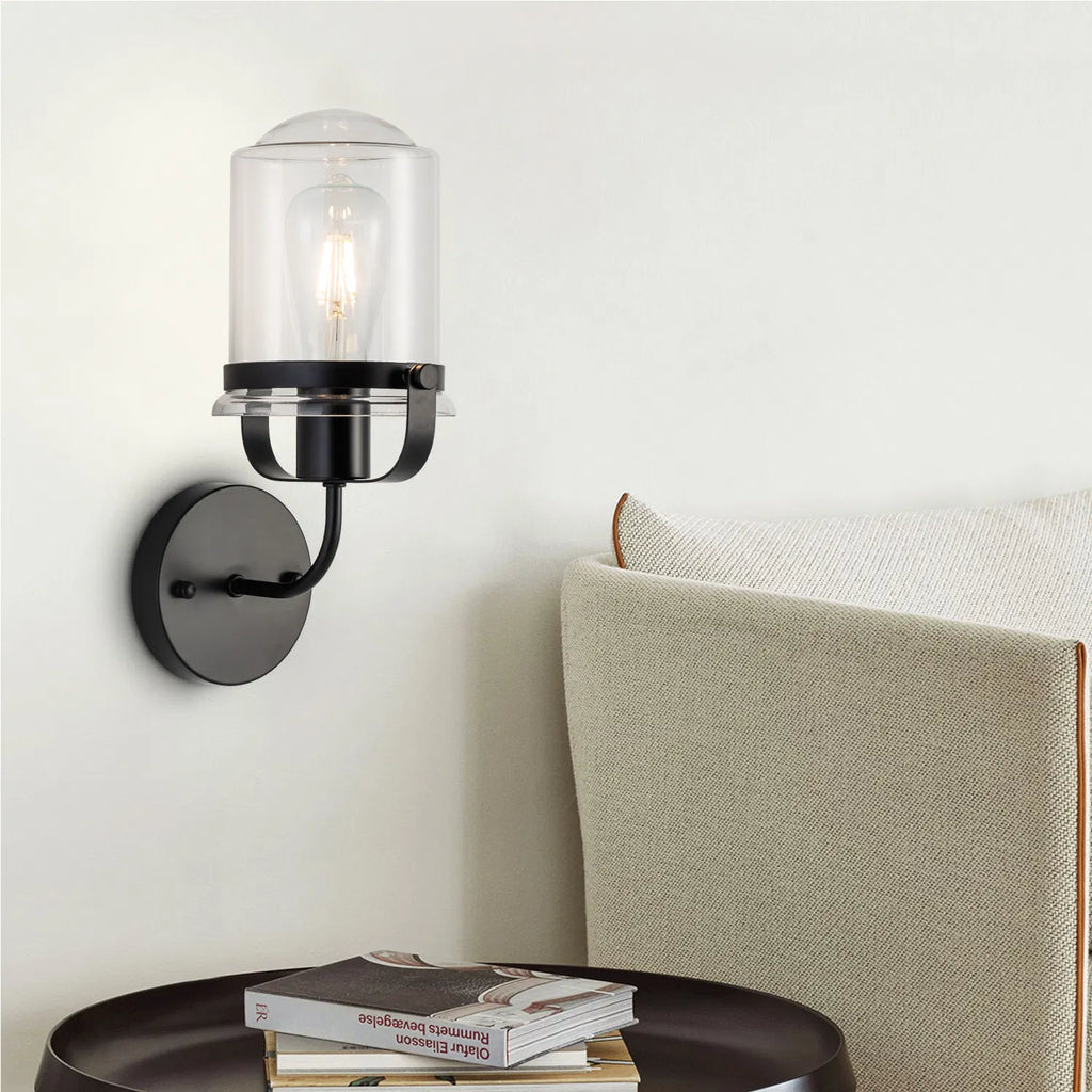 Modern 1-Light Wall Sconce with Clear Glass Globe Shade