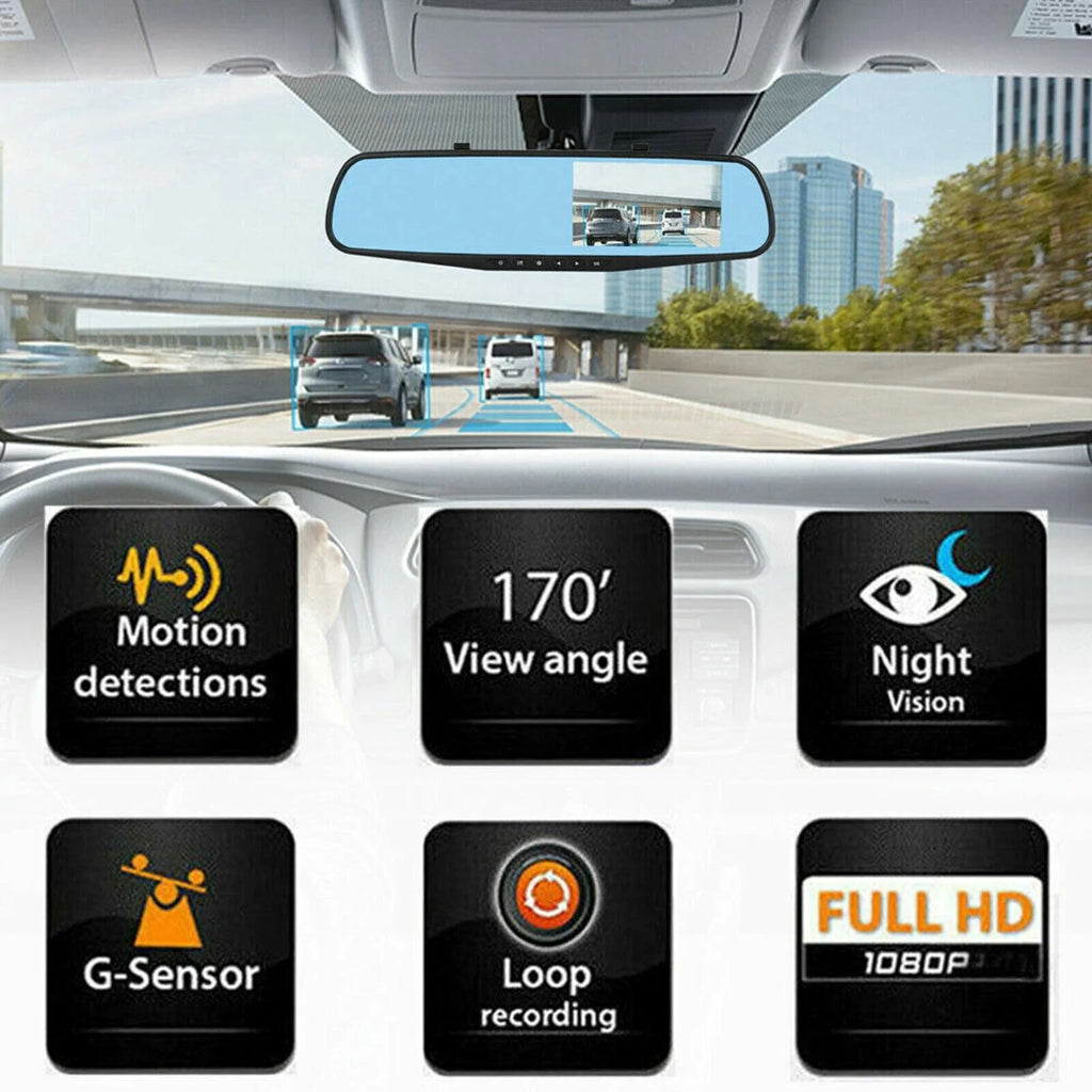 Rearview Mirror Car Dash Cam 1080P, Front and Rear