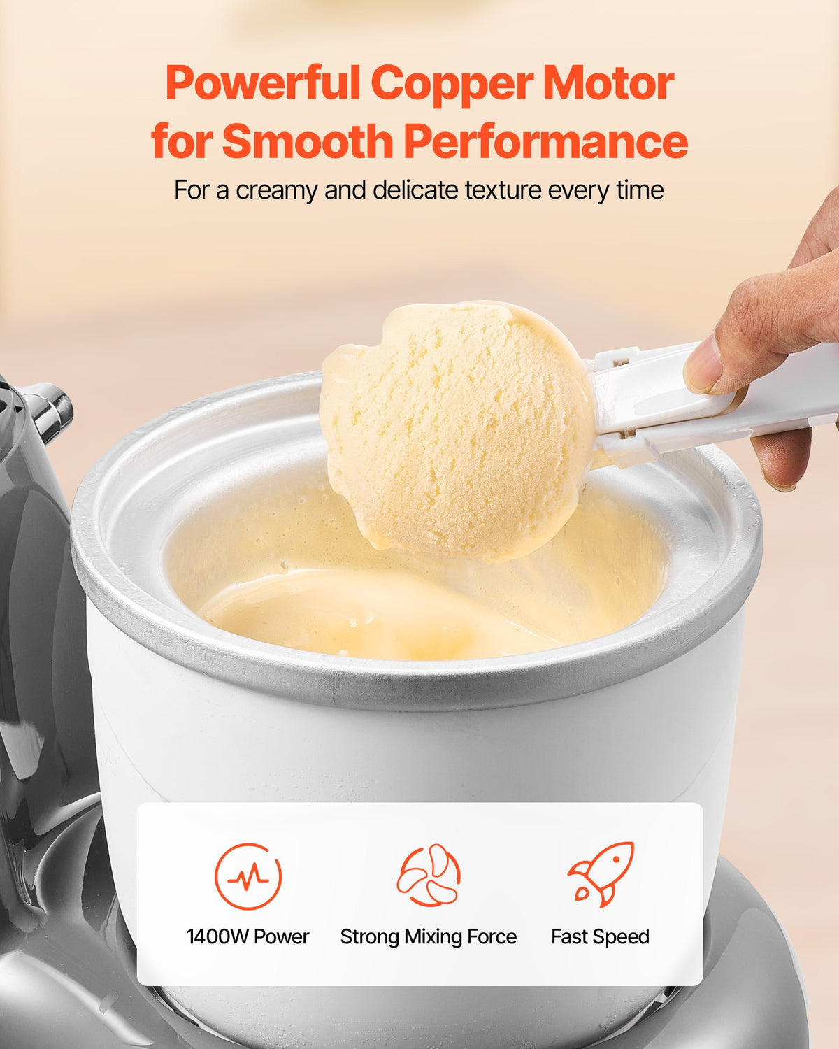 Ice Cream Maker and Stand Mixer, 1.8 Qt with 6 Speeds and Timer – image 3