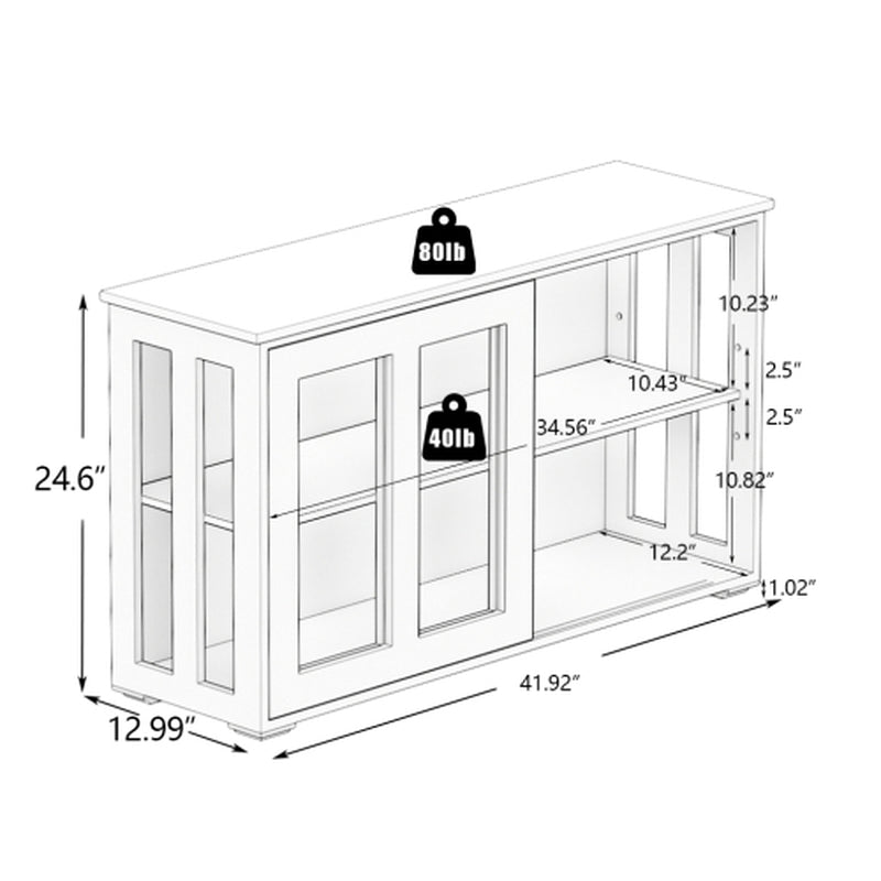 Kitchen Storage Cabinet with Sliding Glass Doors, Black – image 7