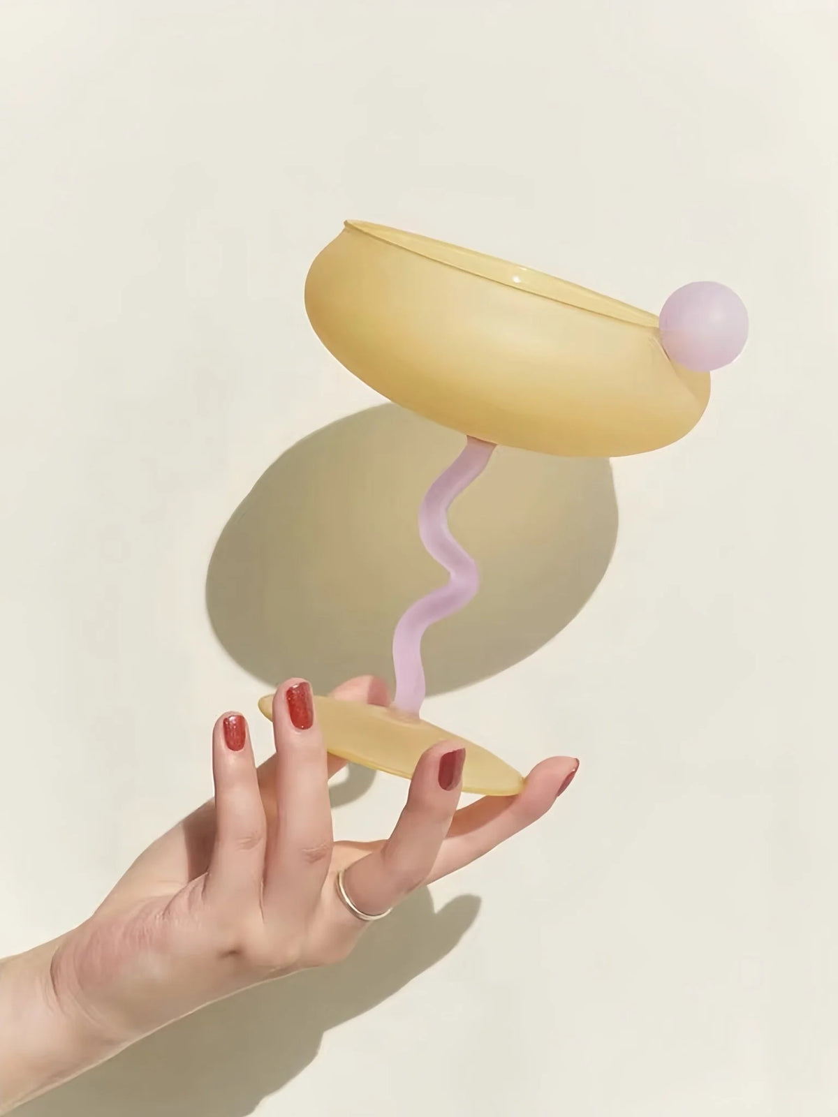 Hand Blown Jelly Bean Cocktail Coupe Glass – image 5