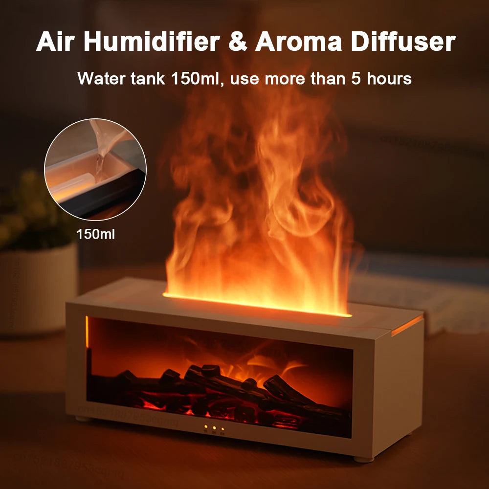 Flame Essential Oil Diffuser - Aromatherapy Humidifier with RGB Light & Remote