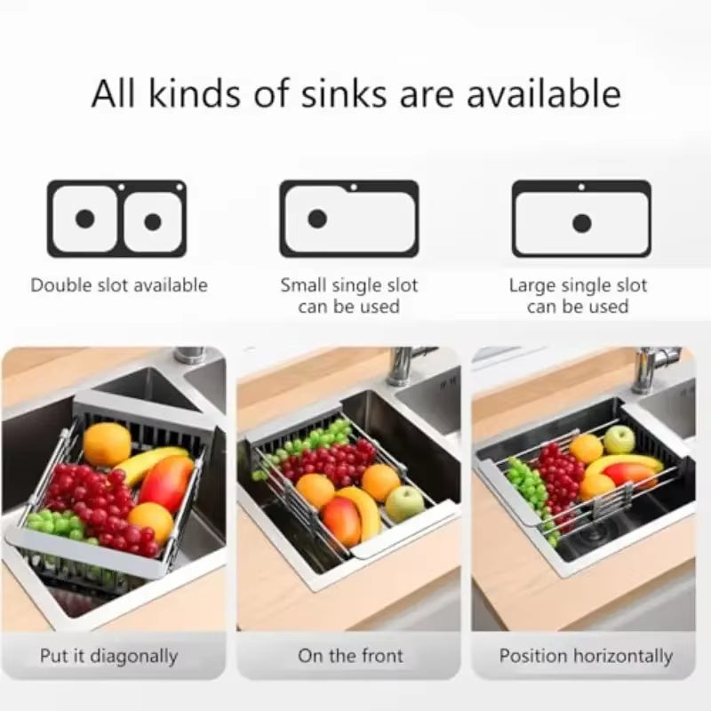 Expandable Sink Drain Basket – Stainless Steel Collapsible Dish Rack – image 7