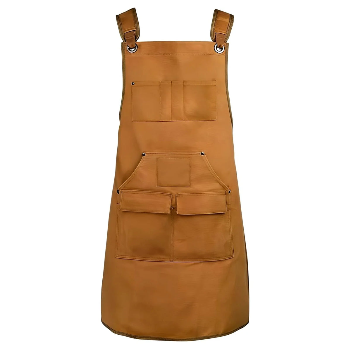 Waxed Canvas Work Apron with Tool Pockets, Brown Woodworking Apron