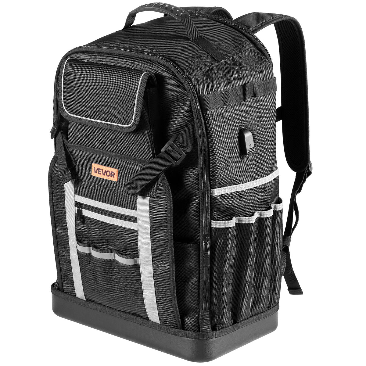 56-Pocket Tool Backpack with Molded Base, Water-Resistant 1680D
