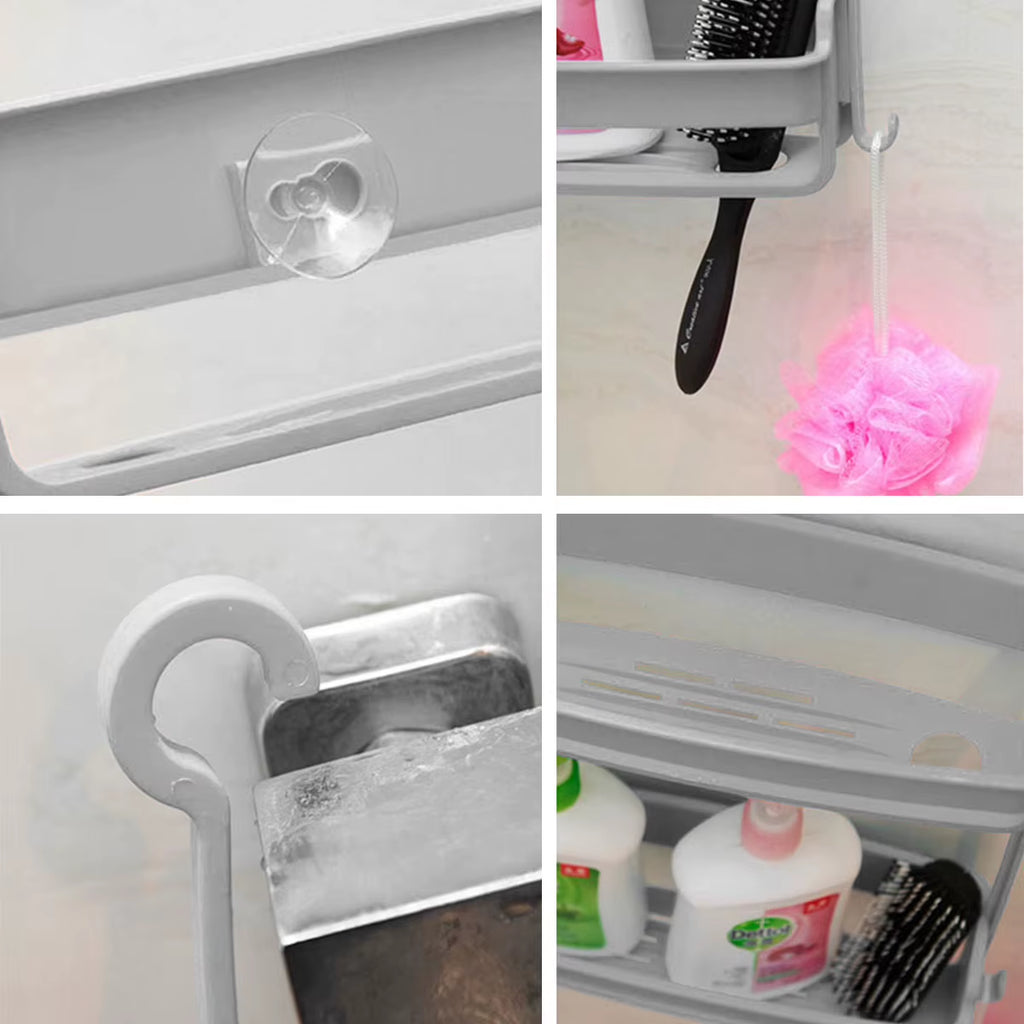 Hanging Shower Shelf – Double-Tier No-Drill Bath Caddy – image 4