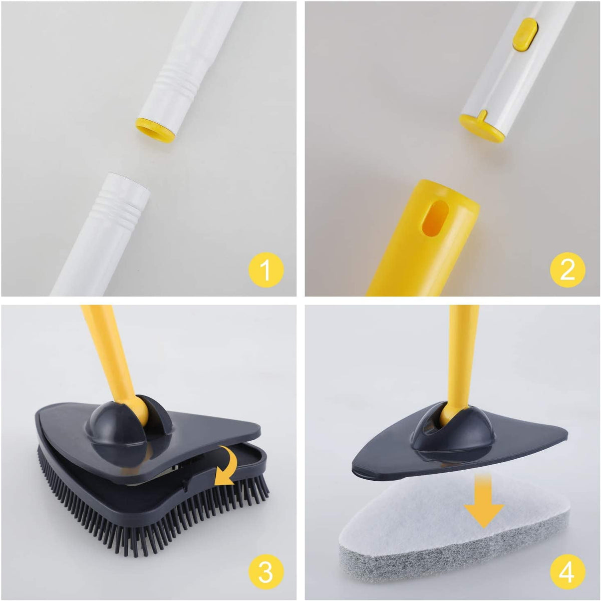 Tub Tile Scrubber Brush, 2-in-1 with 50 in Pole and Scouring Pads – image 5