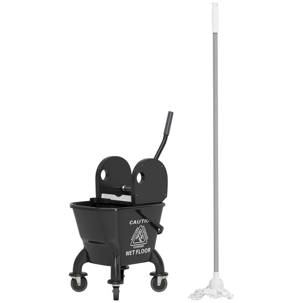 Mop Bucket with Down-Press Wringer on Wheels, 27.5 Qt with Mop – image 1