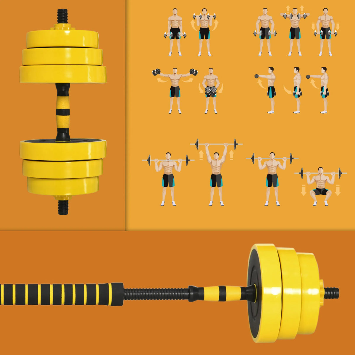 55 lb Adjustable Dumbbell and Barbell Set with Plates, Bars and Clamps – image 7