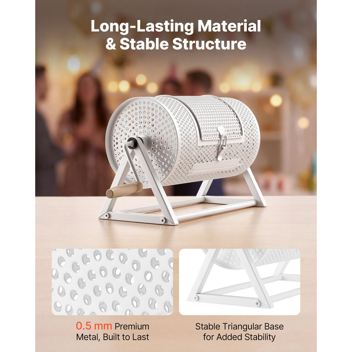 Raffle Ticket Spinner Drum, Holds 2500 Tickets with Stand – image 3