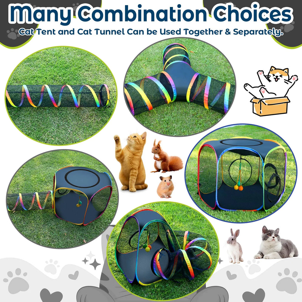 Portable Cat Enclosure, 7-in-1 Outdoor Catio with Tent and Tunnel – image 5