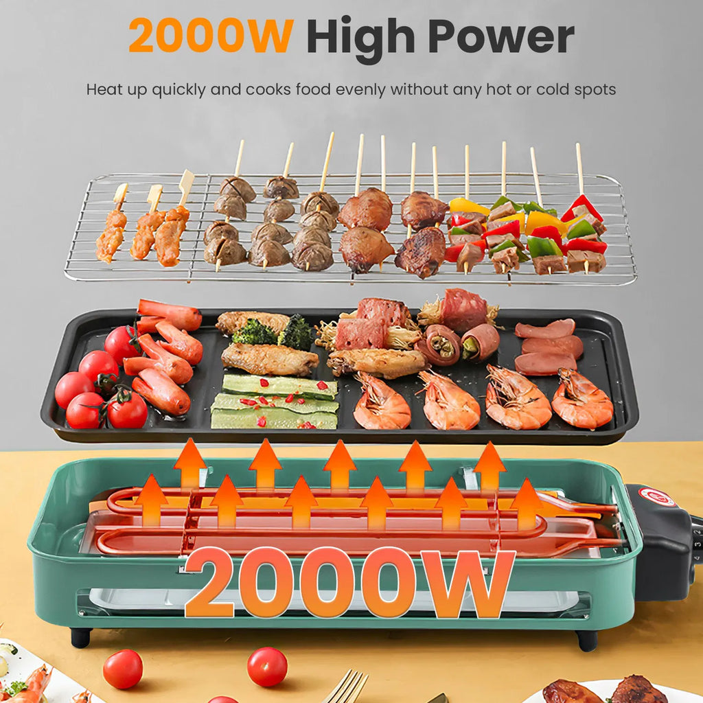2-in-1 Electric Grill and Crepe Maker, 2000W with 3 Raclette Trays – image 7