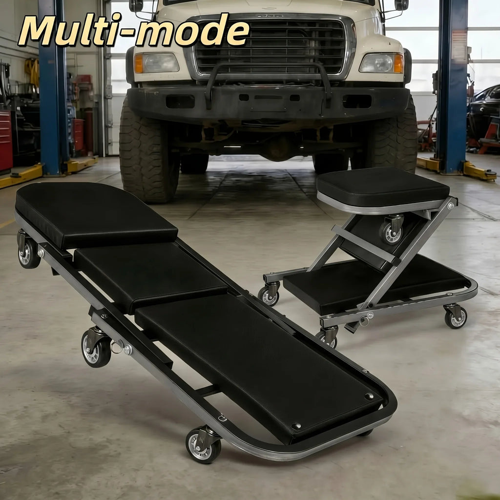 3-in-1 Mechanic Creeper Seat, Foldable Rolling Garage Bench – image 9