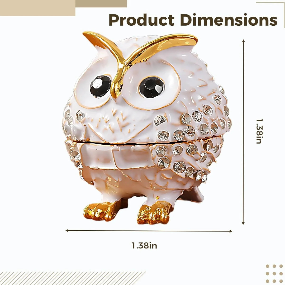 Owl Trinket Box – Hand Painted Enamel Jewelry Box with Rhinestones – image 4