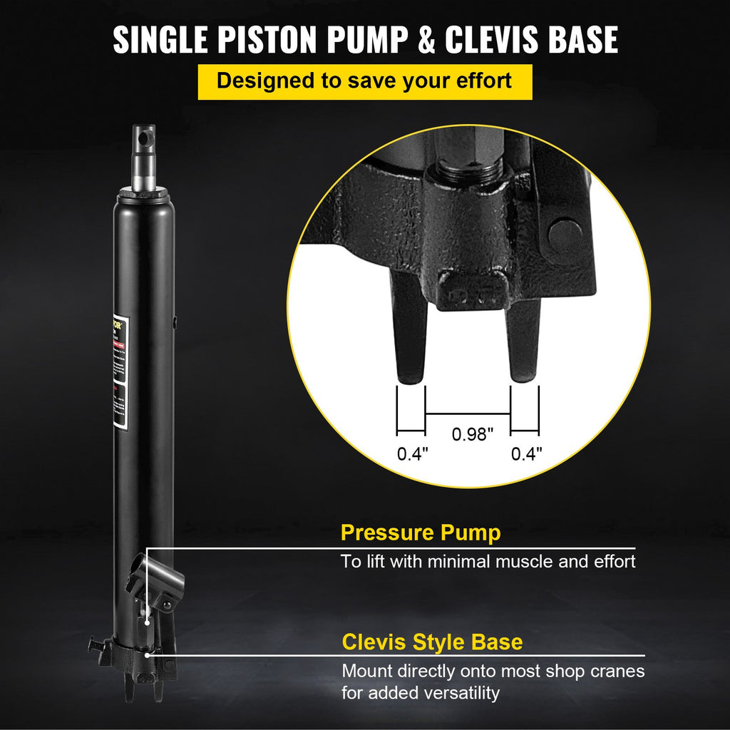 Long Ram Hydraulic Jack 3 Ton for Engine Hoist and Shop Crane – image 5