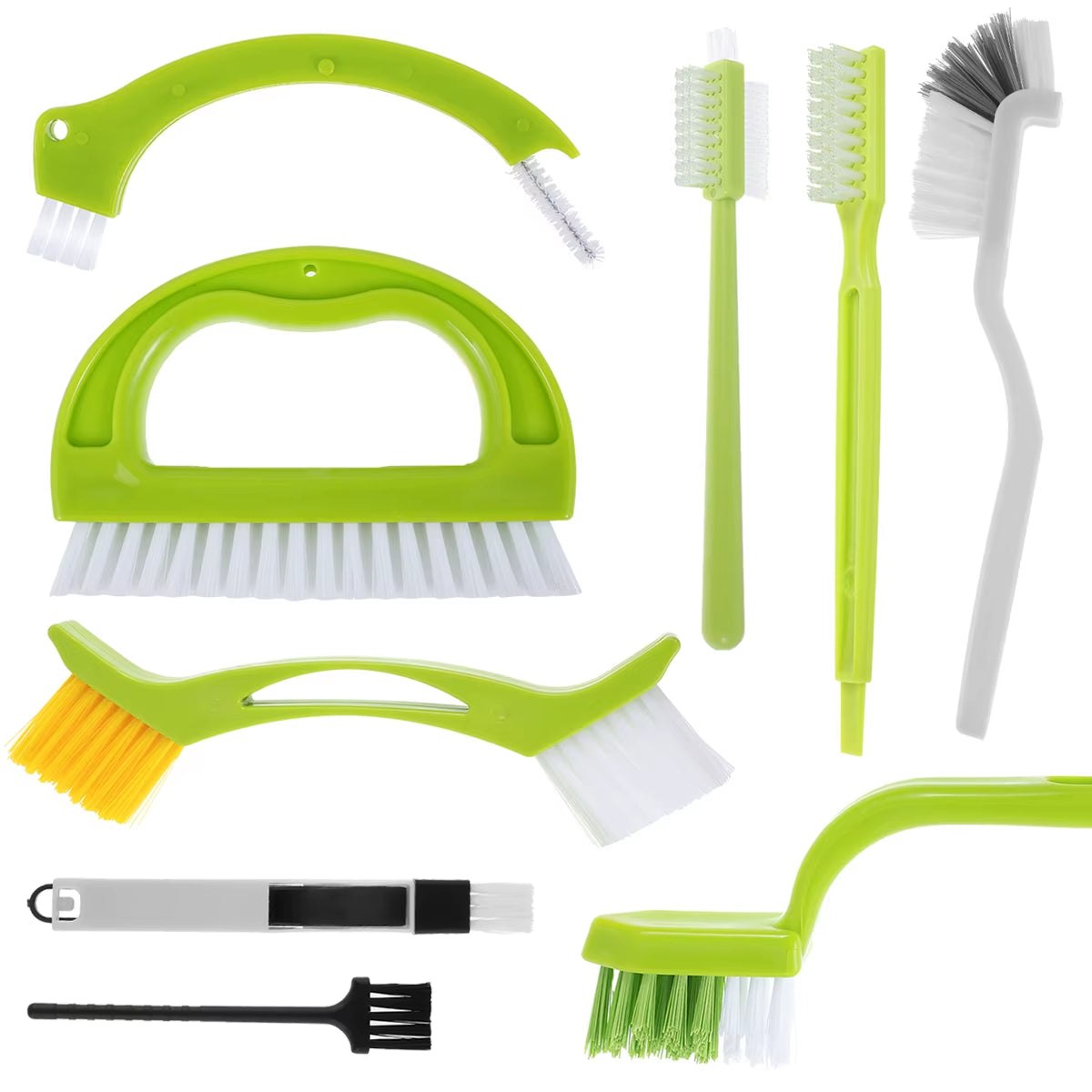 9-Piece Grout & Crevice Brush Set - Tile, Window Track & Gap Cleaner