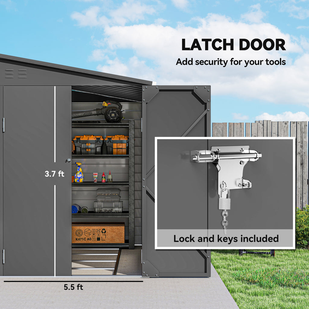 4.6 x 9 Ft Lean To Metal Storage Shed with Foundation Kit – image 7