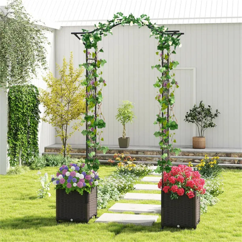 Garden Arch with 2 Self-Watering Planter Boxes on Lockable Wheels – image 11