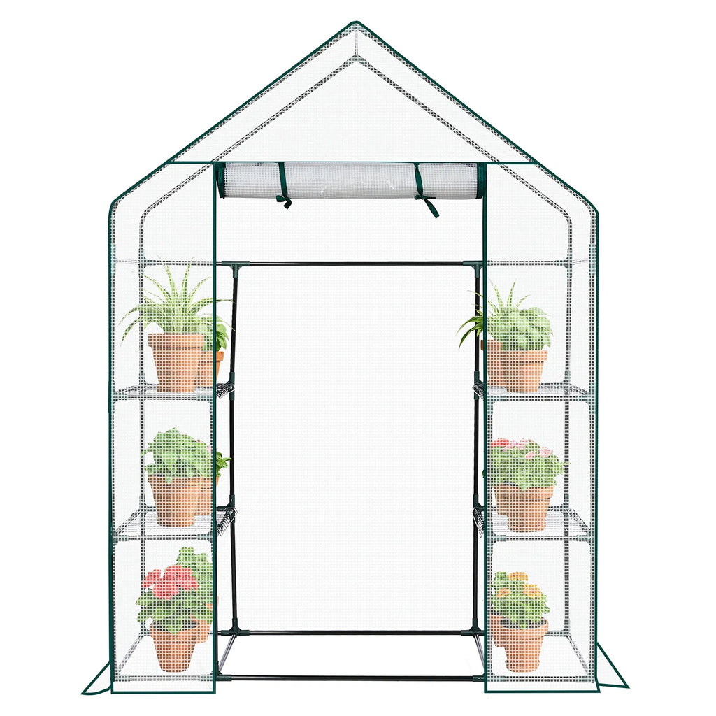 Mini Walk-In Greenhouse with PE Cover & 4 Shelves, 56x29x77 in – image 7
