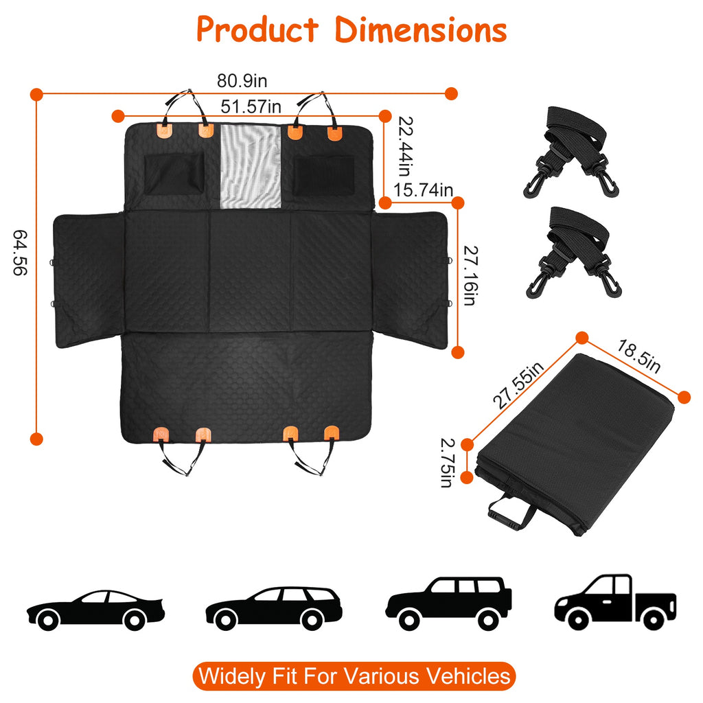 Dog Car Seat Cover for Back Seat, Waterproof Hard-Bottom Extender – image 4