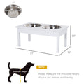 23" Wooden Elevated Dog Bowl Stand with 2 Stainless Bowls, White