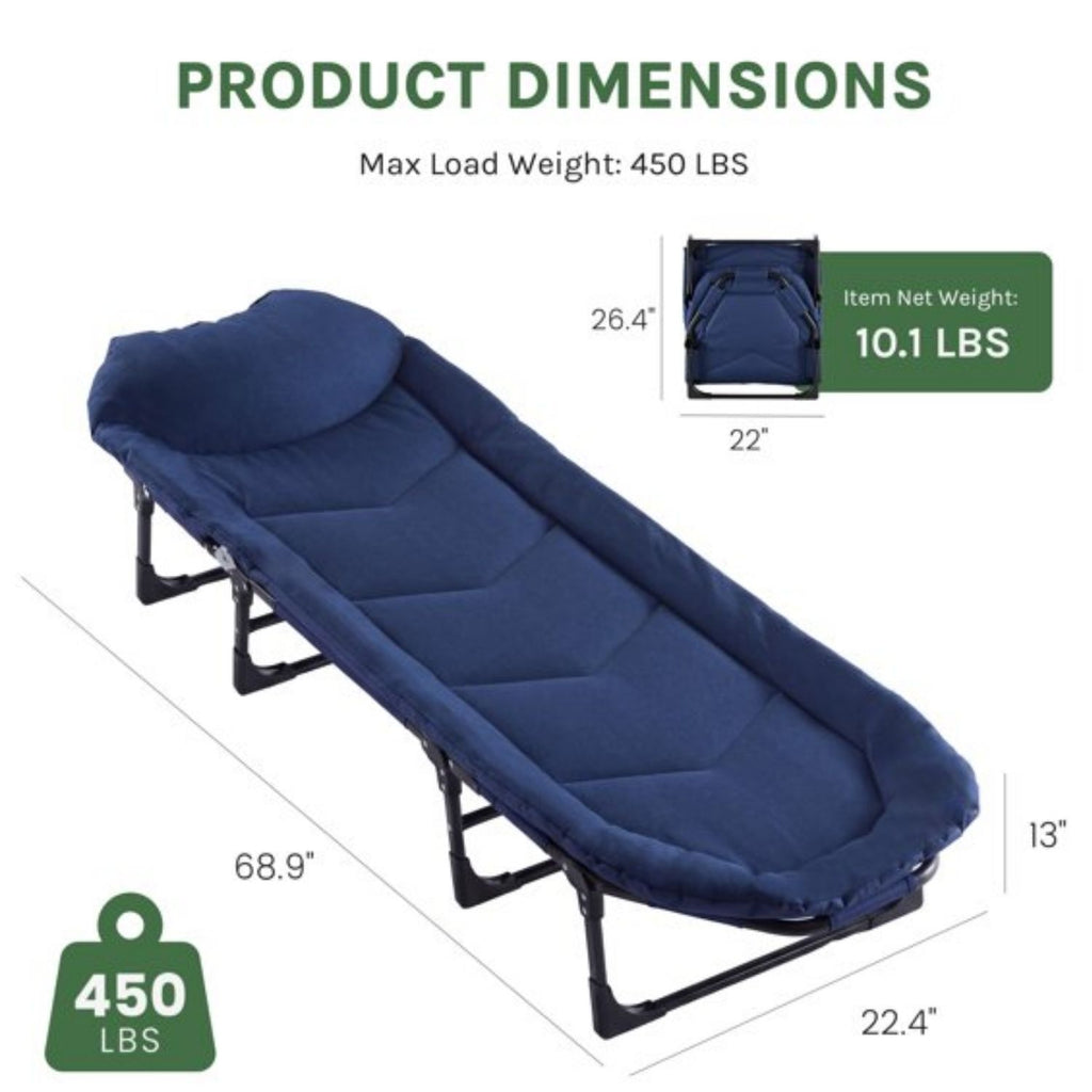Folding Camping Cot Recliner 3-in-1 Heavy Duty Portable Bed – image 5