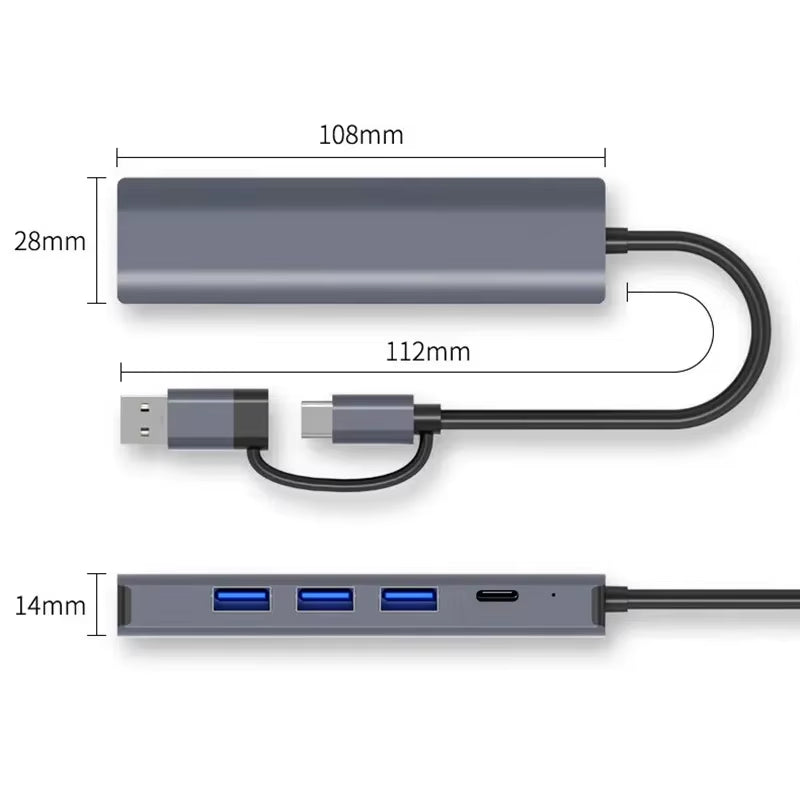 USB-C Hub with Gigabit Ethernet, 3 USB 3.0 Ports, Aluminum – image 6