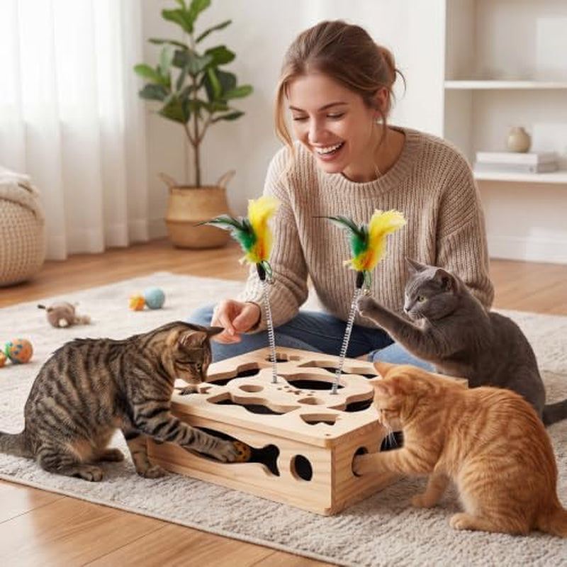 Cat Nail File Scratcher Box with Teaser Wands & Bell Balls – image 7