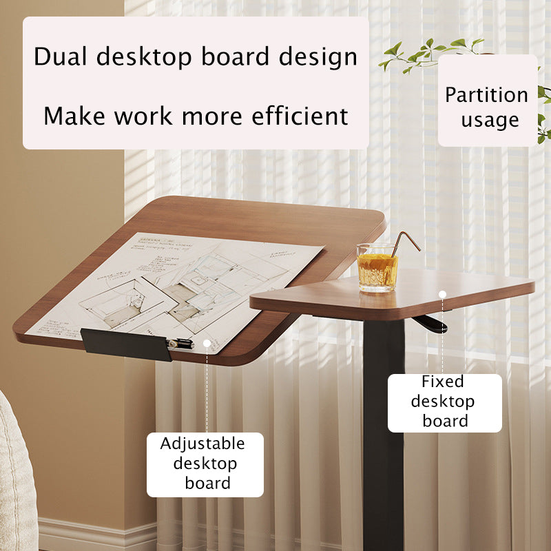 Rolling Overbed Laptop Desk with Tilting Top, Walnut Finish – image 3