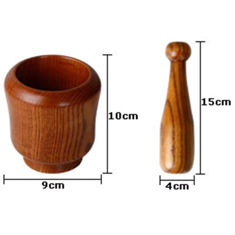Mortar and Pestle Set, Natural Wood Spice & Garlic Grinder Bowl – image 6