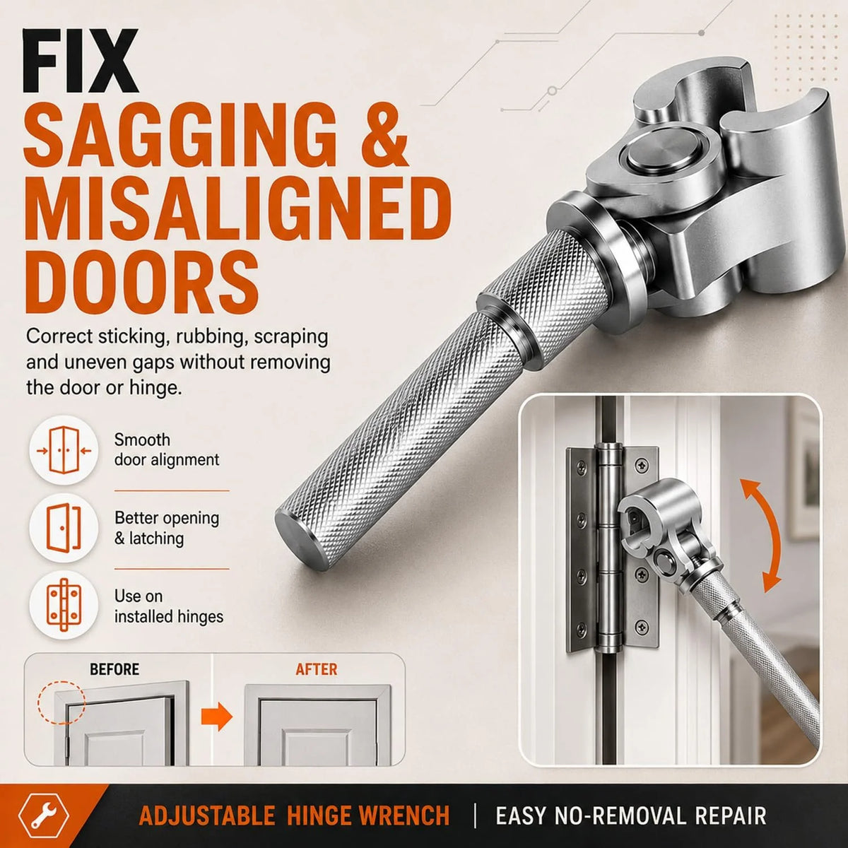 Door Hinge Adjustment Wrench – Universal Hinge Tool – image 3