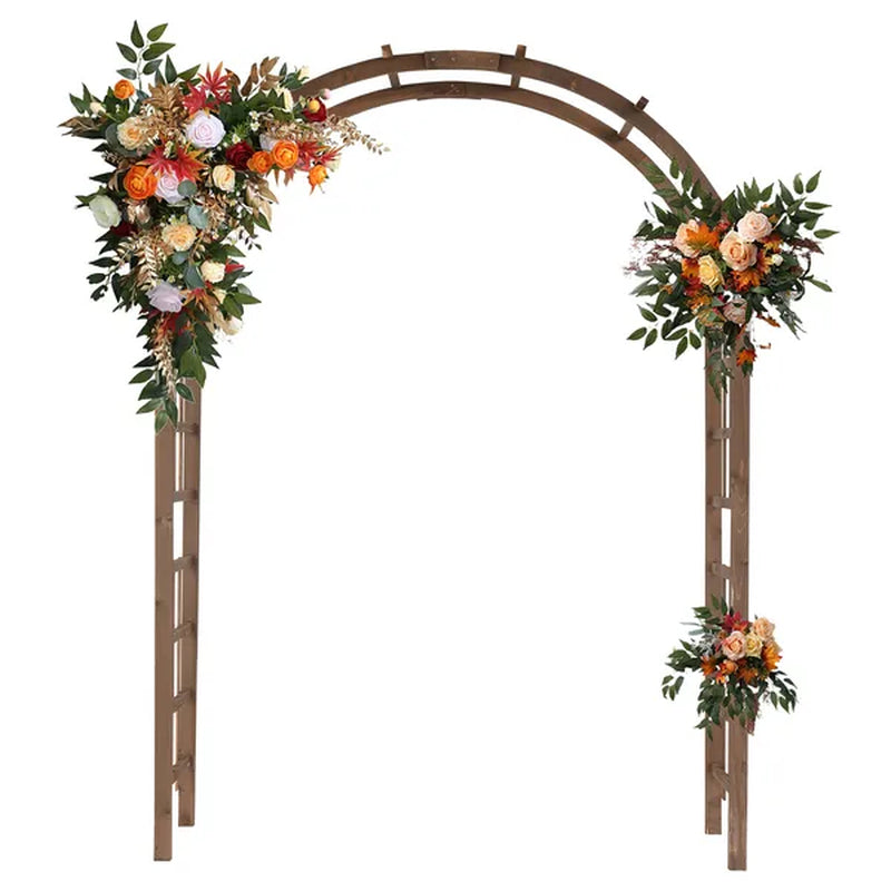7 Ft Wooden Wedding Arch Arbor With Side Trellis, Dark Brown – image 5