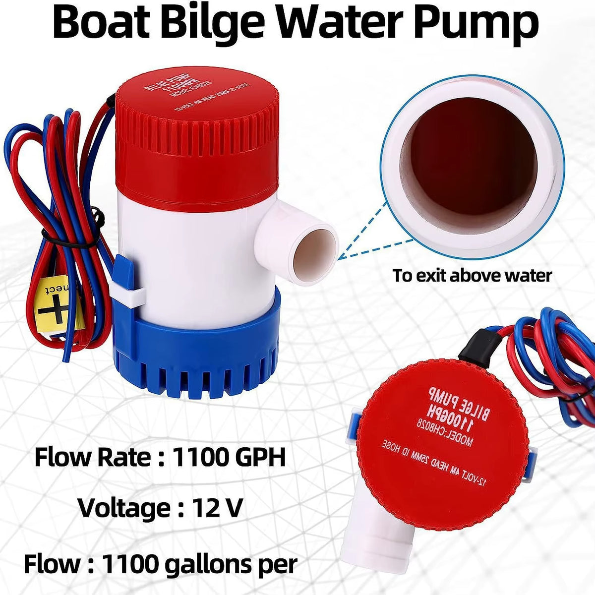 1100 GPH 12V Submersible Bilge Pump for Boats – image 3