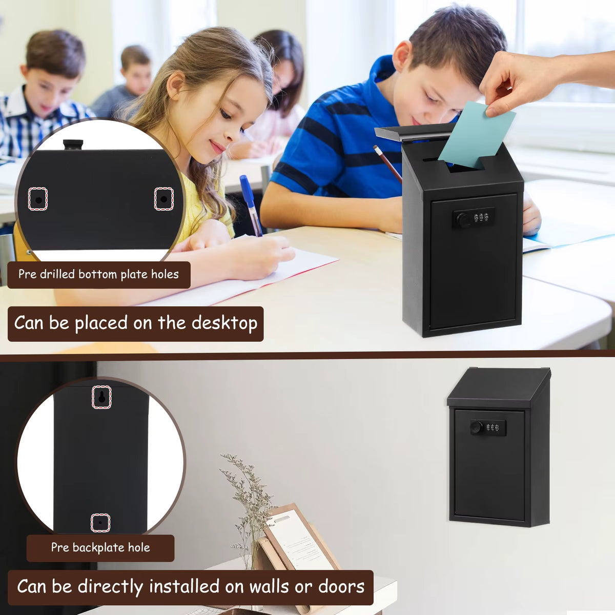 Wall Mounted Locking Metal Drop Box with Combination Lock – image 6