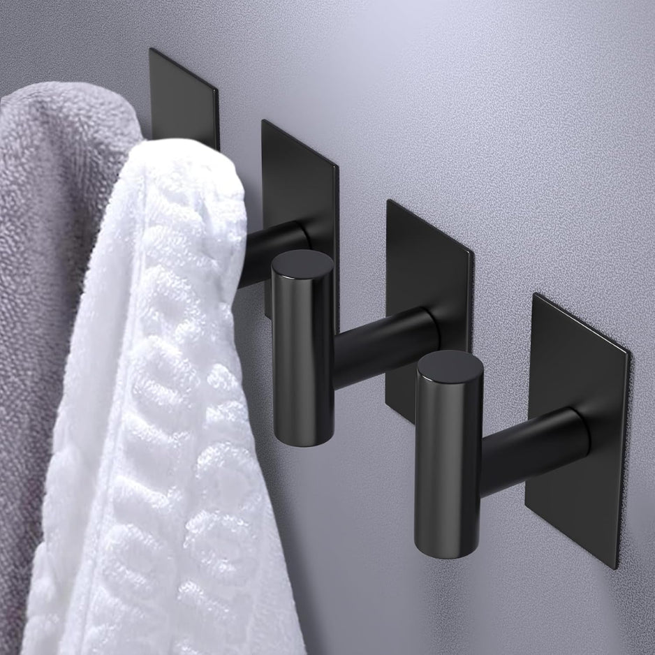 Adhesive Towel Hooks, 2 Pack Heavy-Duty Waterproof Wall Hooks – image 3