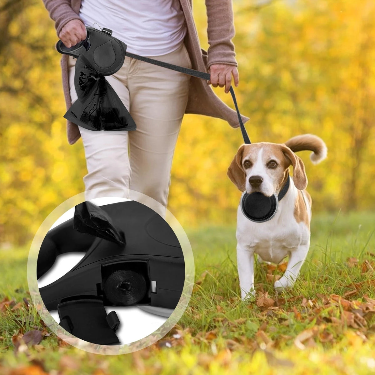 4-in-1 Dog Leash – Built-In Water Bottle, Bowl & Bag Dispenser – image 4