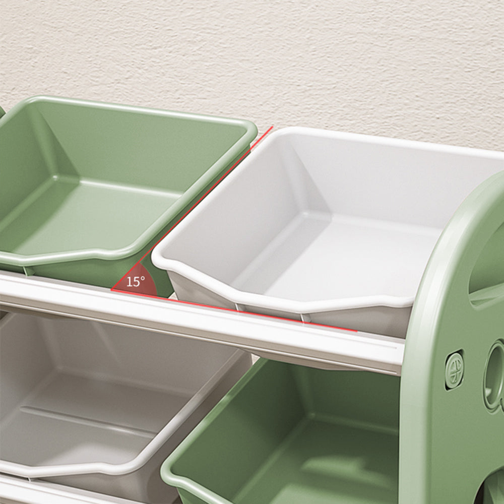 3-Tier Nursery Storage Organizer with 6 Bins, Green – image 5