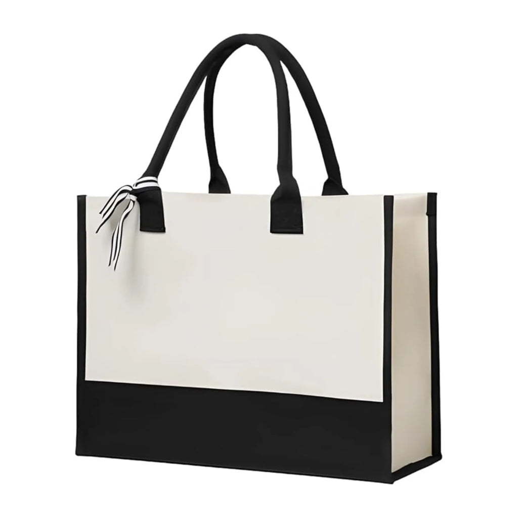Canvas Tote Bag, Large Blue Floral Shoulder Bag for Women