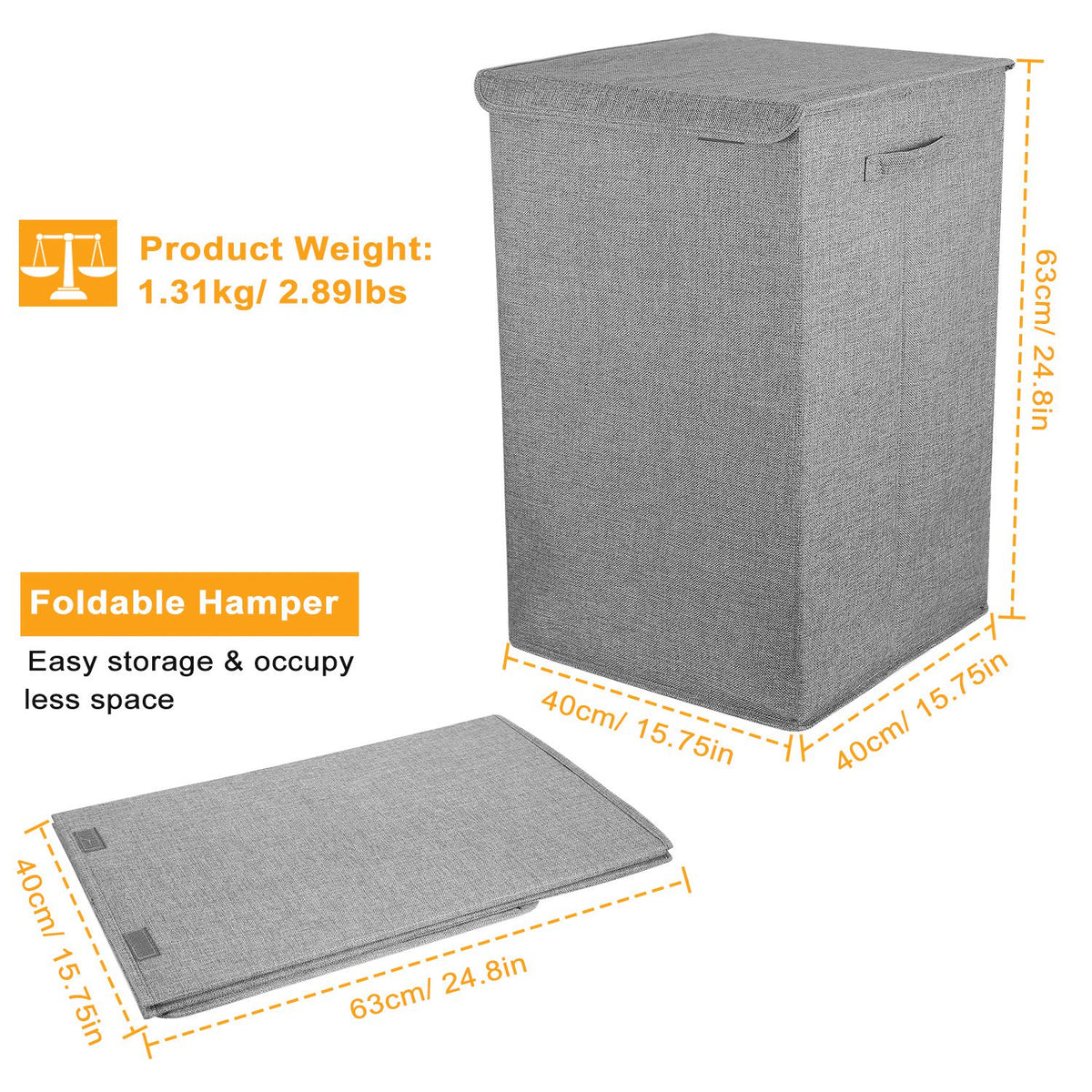 Laundry Hamper with Lid Foldable, Large Clothes Basket – image 5