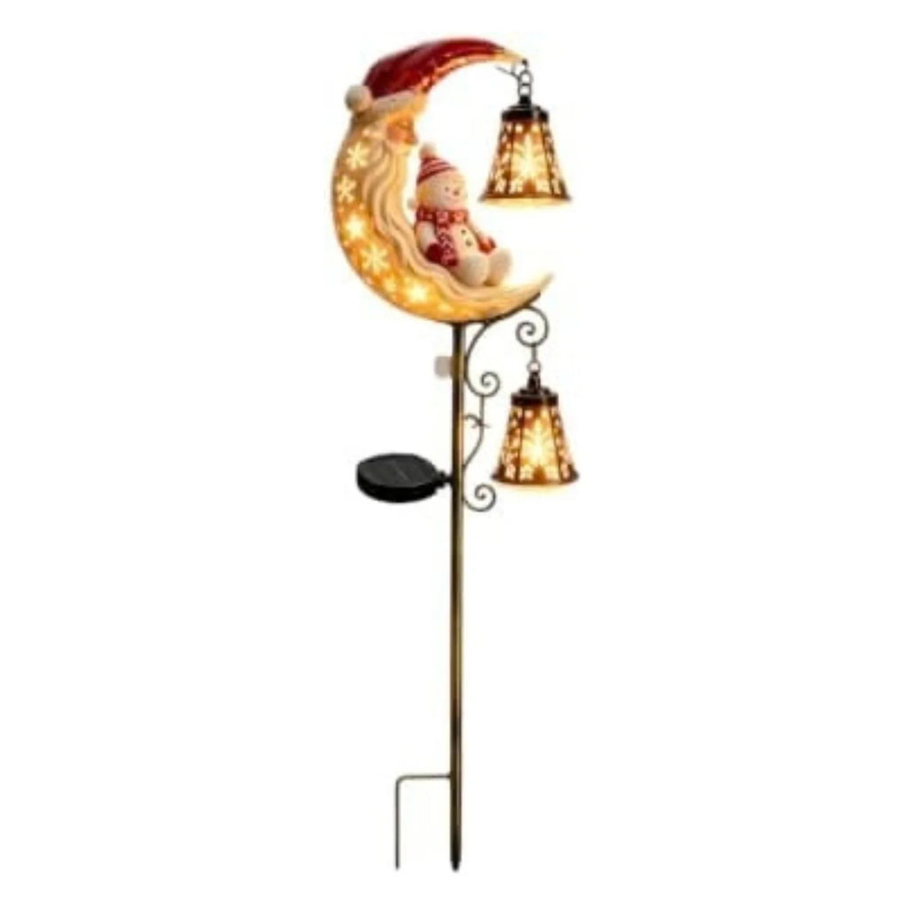 Solar Christmas Stake Light 34 in - Snowman Moon & Lantern Yard Decor – image 3