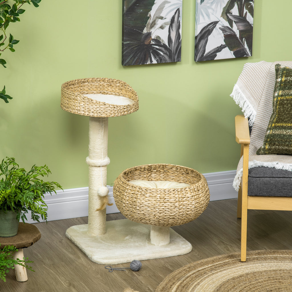 28 Inch Elevated Cat Basket Bed with Sisal Scratching Post – image 7