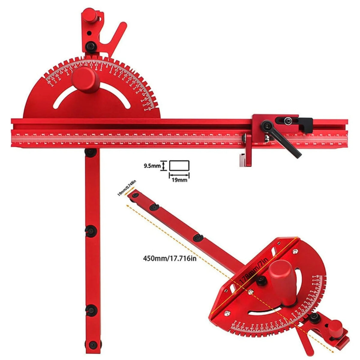 Table Saw Miter Gauge with Aluminum Fence and Flip Stop – image 2