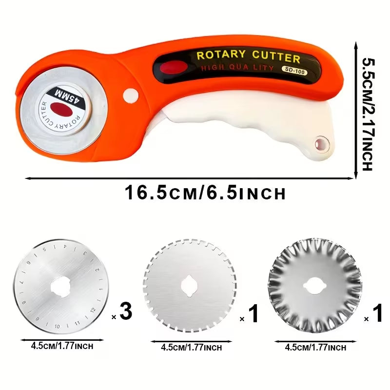 Rotary Cutter 45mm with 5 Replacement Blades and Safety Lock – image 3