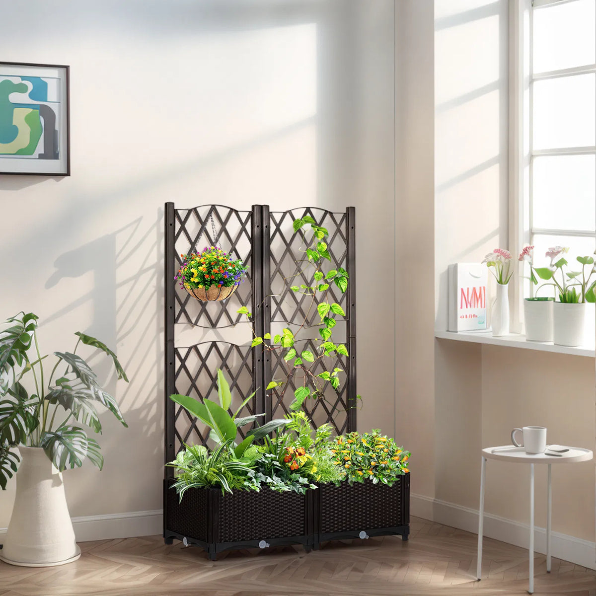 Wicker Trellis Planter Box, Raised Bed for Climbing Plants – image 5
