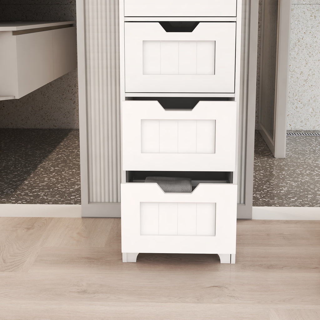 Freestanding 4-Drawer Storage Cabinet, Slim White Tower – image 2