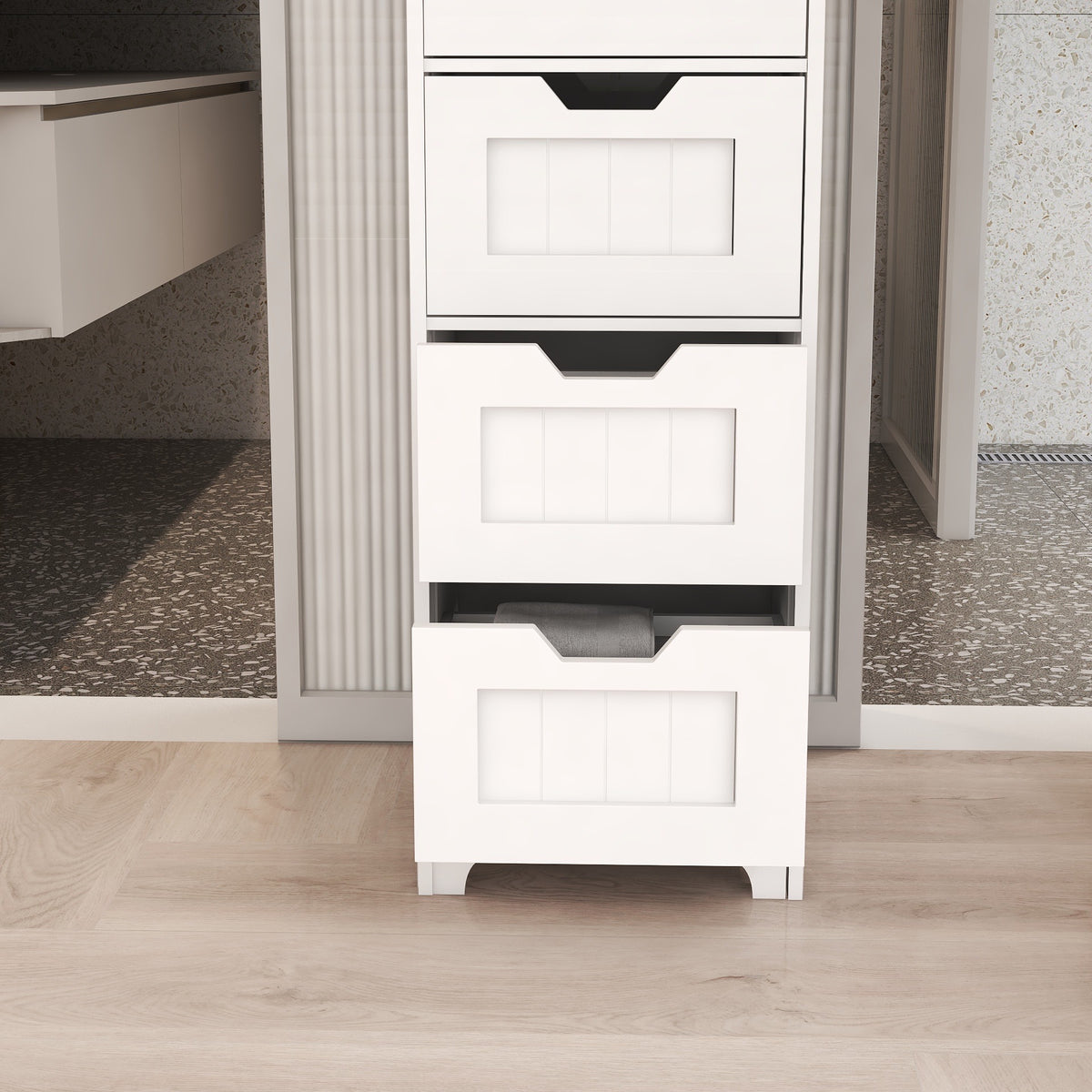Freestanding 4-Drawer Storage Cabinet, Slim White Tower – image 2