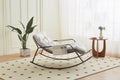 Extra-Wide Faux Leather Rocking Lounge Chair, White – image 1