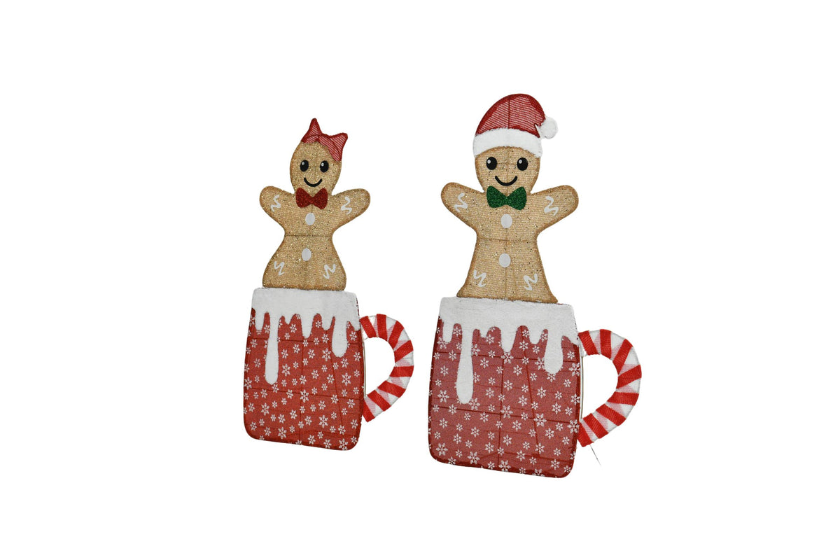 Gingerbread Man Cup Light-Up Christmas Decoration Set
