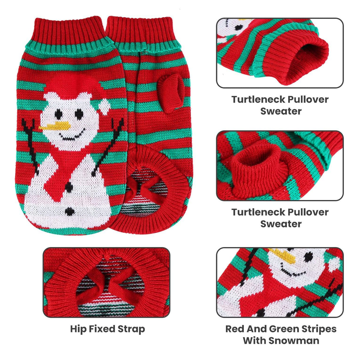 Dog Christmas Sweater Turtleneck Snowman Knit Pet Holiday Outfit – image 10