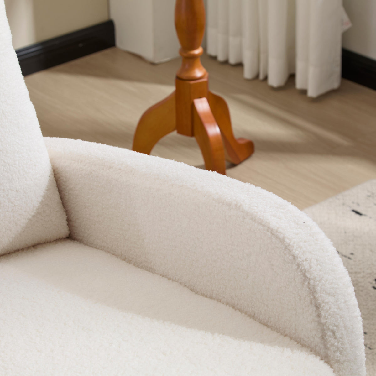 Upholstered Nursery Rocking Chair with Footrest and Side Pocket – image 14